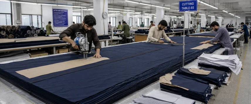 Cutting room marker lay-up at Akam Textile