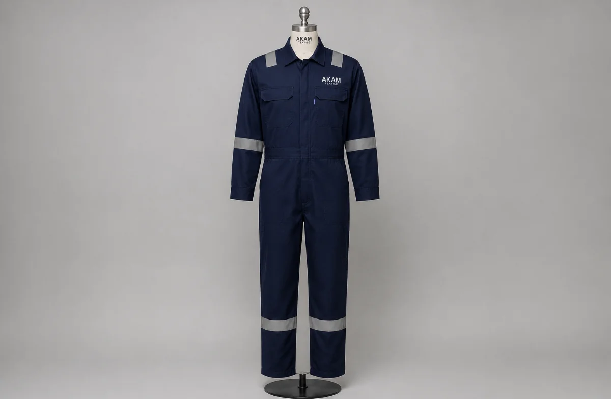 Industrial workwear coverall manufactured by Akam Textile